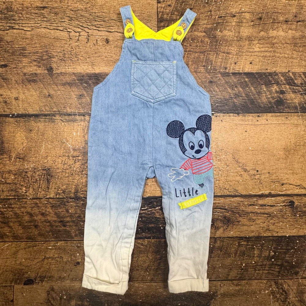 Disney Baby Denim Overalls Mickey Mouse Little Explorer‎ Size 18-24 Months
